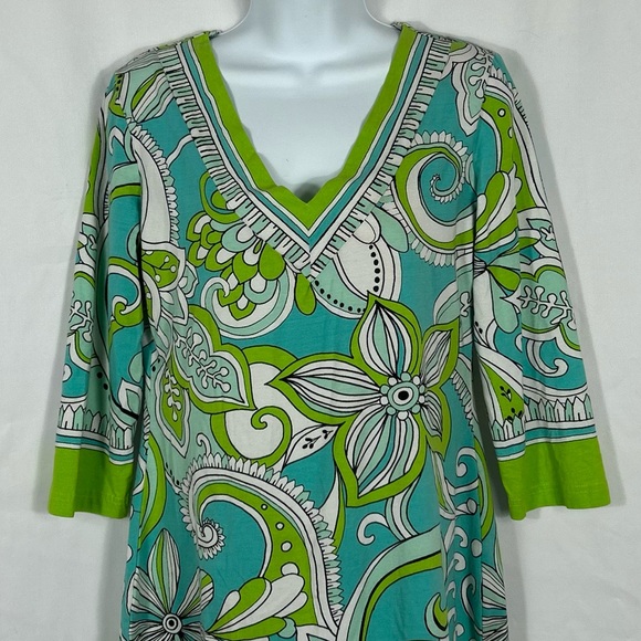 Barbara Gerwit Cotton Floral V-Neck long sleeve dress S - Picture 2 of 9